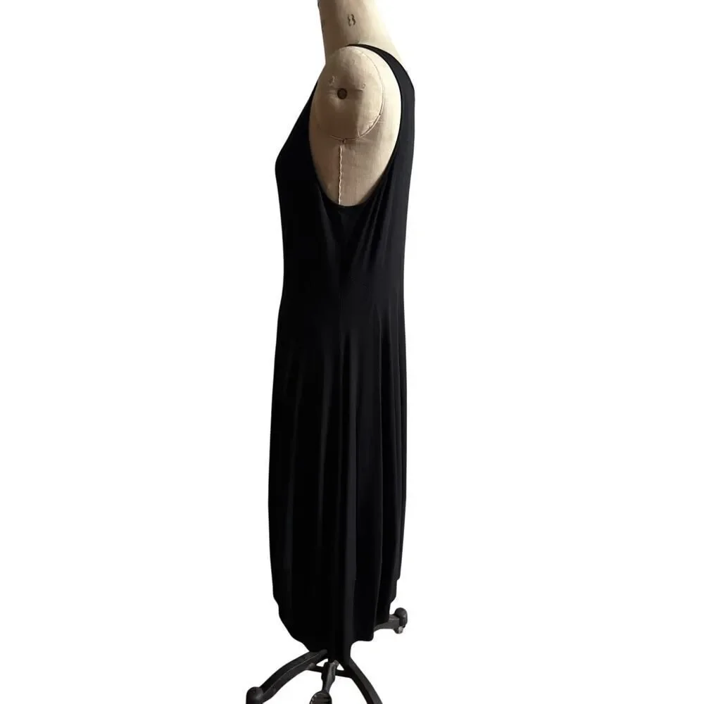 Eileen‎ Fisher Black Tank Dress with Tulip Hem Women's Size Large EUC